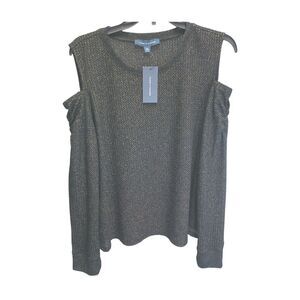 Tommy Hilfiger Women's Blouse Sz XL Petites Cold Shoulder Long Sleeve Black NEW